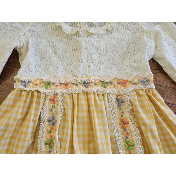 Vintage 1970's Floral Lace Praire Dress Boho Cottagecore Peasant Women's M - Picture 7 of 16